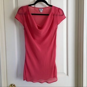 Worthington pink/coral sheer cap sleeve blouse